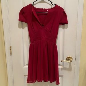 Burgundy Skater Dress from Tobi